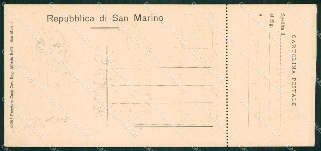 San Marino Palazzo Governativo ABRASA COLLA mini cartolina e cartolina MQ5718 – retro