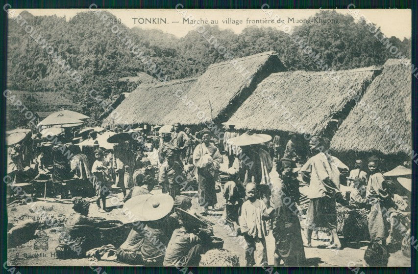 Vietnam Tonkin Muong Khuong Types Ethnic Market postcard cartolina MT0273 – fronte