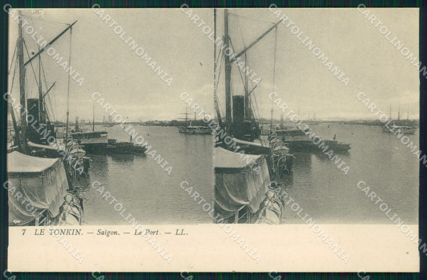 Vietnam Tonkin Stereoview Saigon postcard cartolina MT0288 – fronte