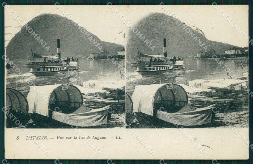 Svizzera Lugano Battello Stereoview postcard cartolina MT0581 – fronte