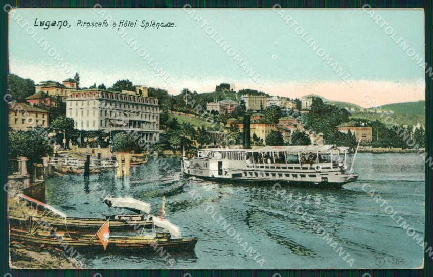 Svizzera Lugano Battello postcard cartolina MT0594 – fronte