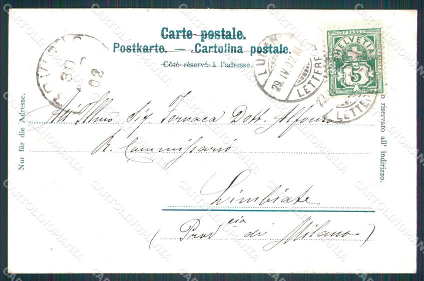 Svizzera Lugano Rilievo postcard cartolina MT0616 – retro