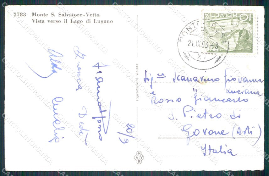 Svizzera Lugano Foto postcard cartolina MT0626 – retro
