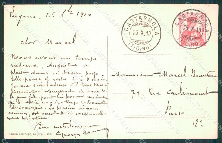 Svizzera Lugano Gandria Battello postcard cartolina MT0685 – retro