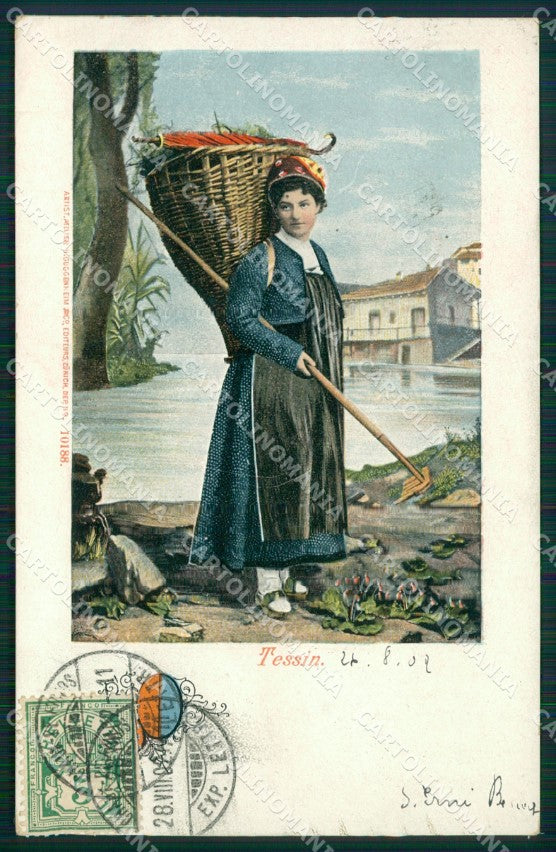Svizzera Tessin Costumi postcard cartolina MT0710 – fronte