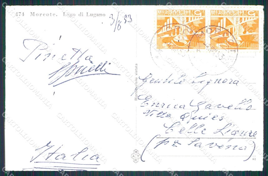 Svizzera Morcote Battello Foto postcard cartolina MT0723 – retro
