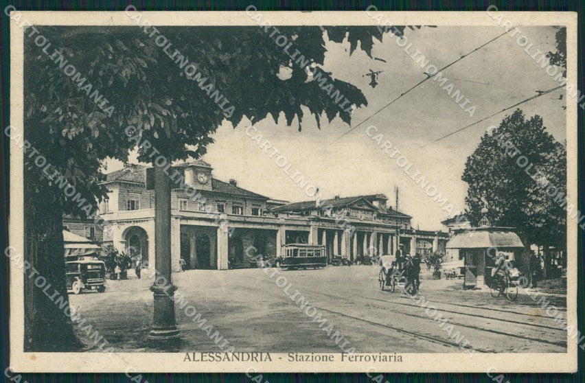 Alessandria città Stazione Auto Tram cartolina MT0760 – fronte