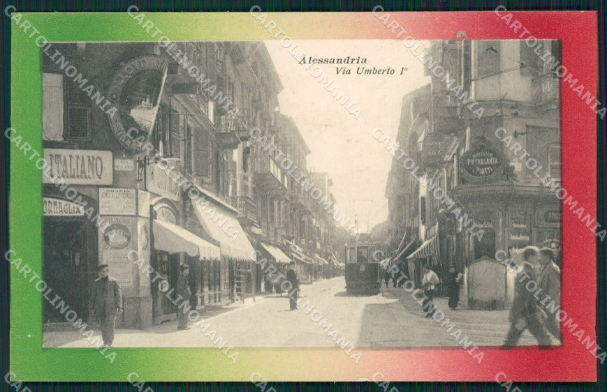 Alessandria città Via Umberto I Tram cartolina MT0763 – fronte