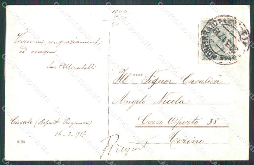 Alessandria Casale Monferrato Piazza Carlo Alberto SCOLLATA cartolina MT0779 – retro