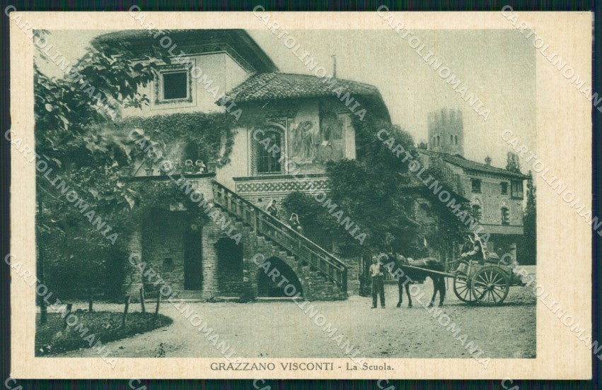 Piacenza Vigolzone Grazzano Visconti Scuola Carretto cartolina MT0787 – fronte