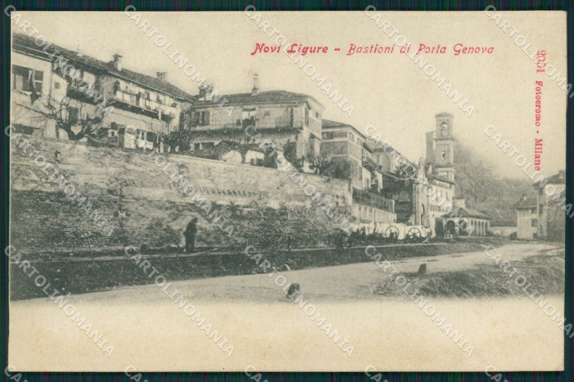 Alessandria Novi Ligure Bastioni Porta Genova SCOLLATA cartolina MT0797 – fronte