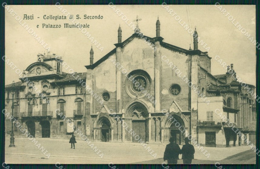 Asti città Collegiata San Secondo Municipio ABRASA cartolina MT0818 – fronte