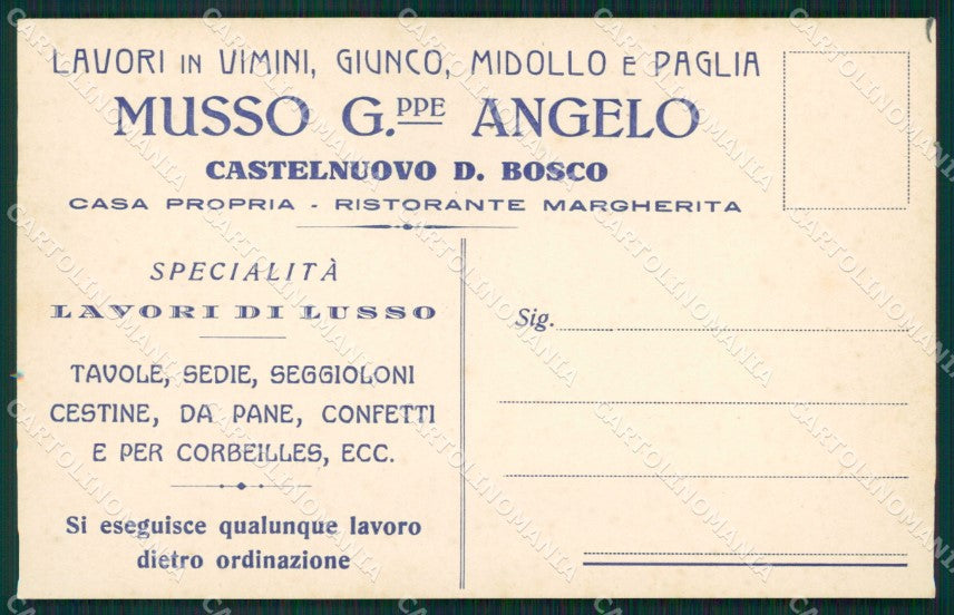 Asti Castelnuovo Don Bosco Pubblicitaria cartolina MT0824 – fronte