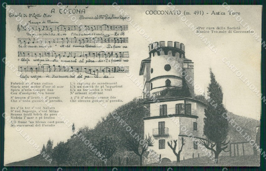 Asti Cocconato Antica Torre Spartito cartolina MT0833 – fronte