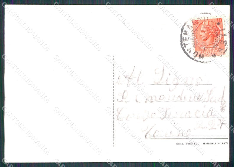 Asti Montemagno Monferrato Castello RIFILATA cartolina MT0841 – retro