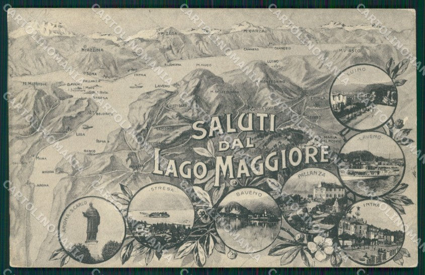 Verbania Taino Cheglio Lago Maggiore Saluti da Mappa cartolina MT0881 – fronte
