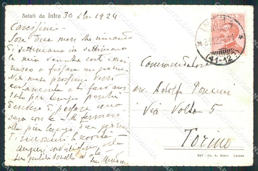 Verbania Intra Lago Maggiore cartolina MT0936 – retro