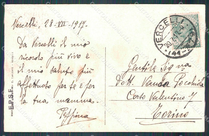 Vercelli città Porte Torino cartolina MT0988 – retro