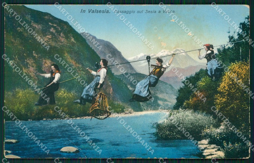 Vercelli Vocca Passaggio sul Sesia ABRASA PIEGHINE cartolina MT1022 – fronte