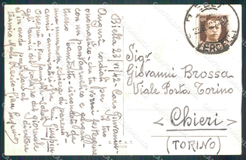 Biella città Stazione Biella Novara Foto cartolina MT1042 – retro