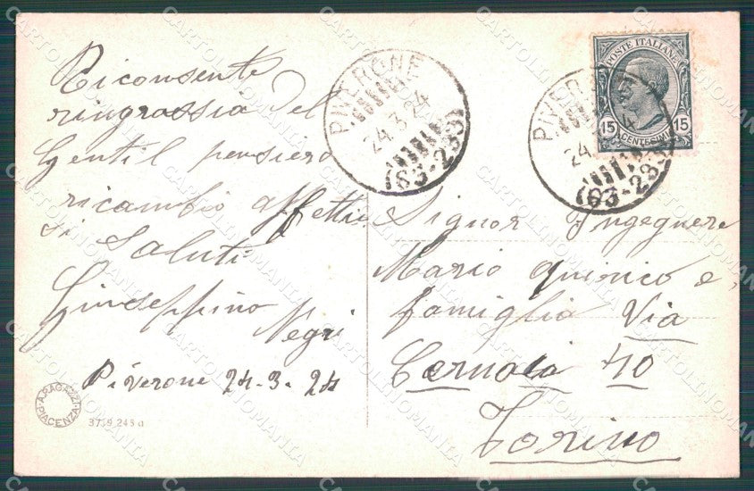 Torino Piverone Salita alla Stazione cartolina MT1057 – retro