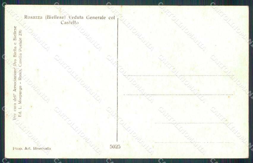 Biella Rosazza Castello cartolina MT1062 – retro