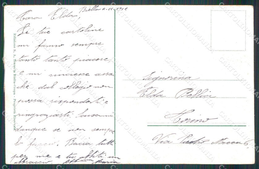 Biella Piano degli Uccelli Linea Biella Oropa cartolina MT1069 – retro