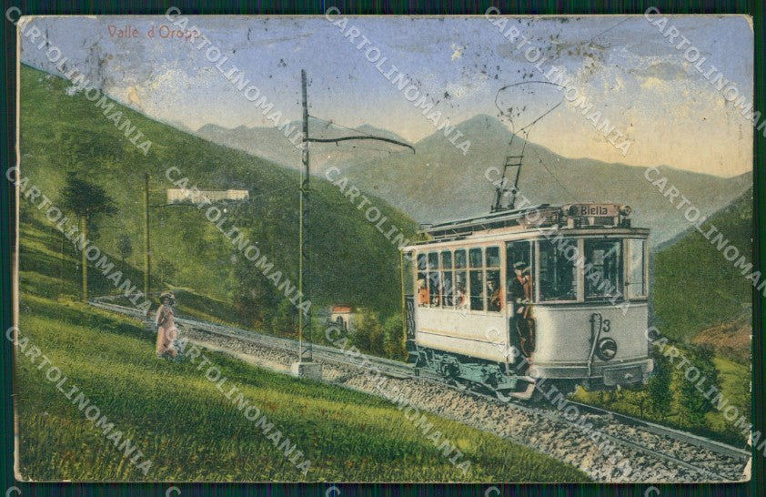 Biella Oropa Tram SCOLLATA REINCOLLATA cartolina MT1072 – fronte
