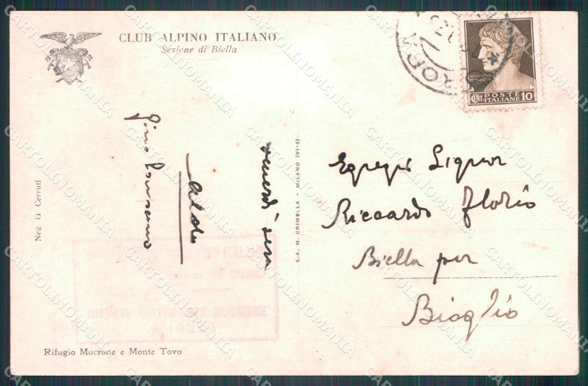 Biella Oropa Monte Mucrone Rifugio Cai Foto cartolina MT1106 – retro