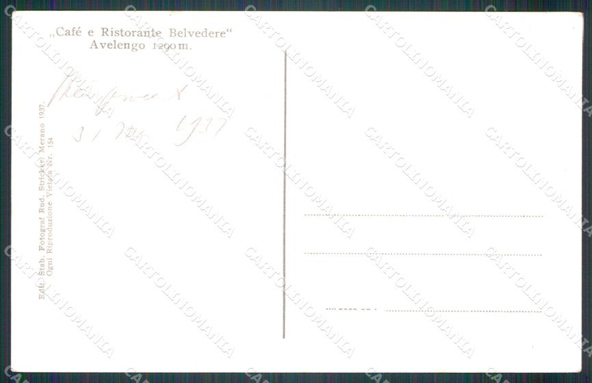 Bolzano Avelengo Ristorante Belvedere Foto cartolina MT1137 – retro