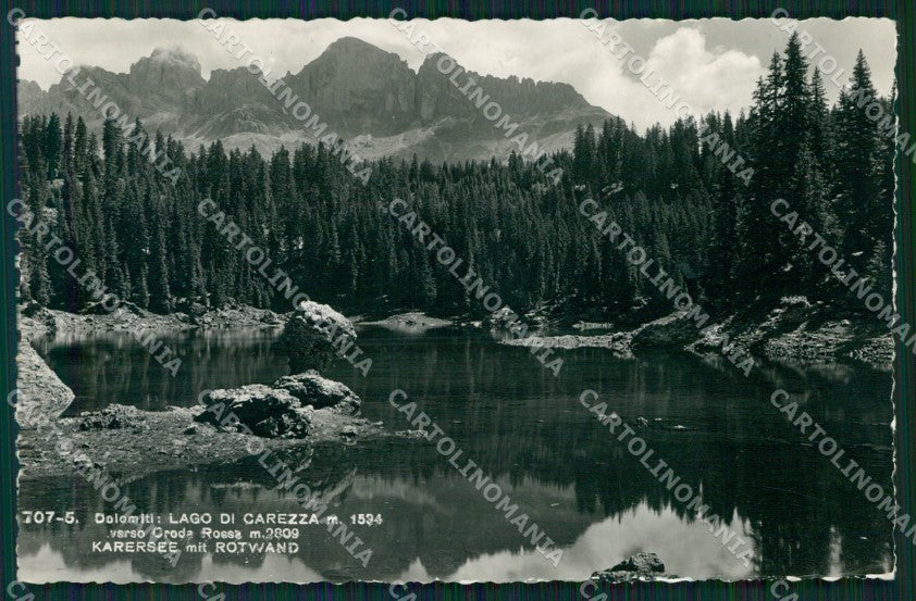Bolzano Nova Levante Lago di Carezza PIEGHINE Foto cartolina MT1246 – fronte