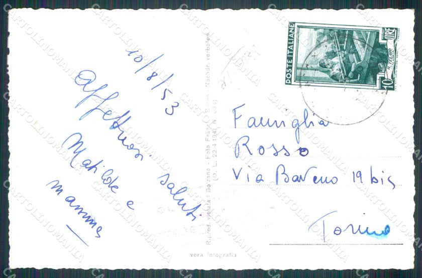 Bolzano Nova Levante Lago di Carezza PIEGHINE Foto cartolina MT1246 – retro