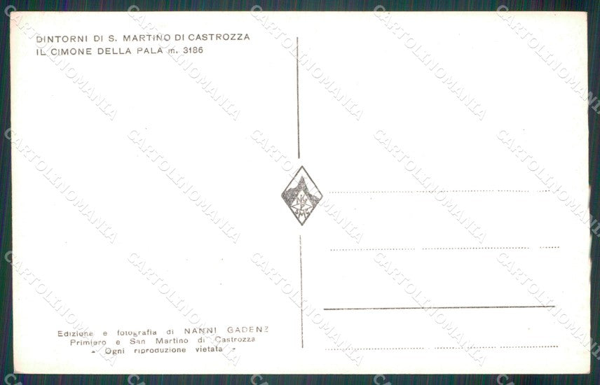 Trento San Martino di Castrozza Cimon della Pala Foto cartolina MT1285 – retro