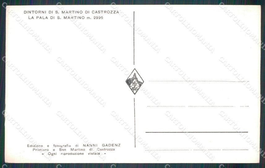 Trento San Martino di Castrozza Pala di Foto cartolina MT1287 – retro