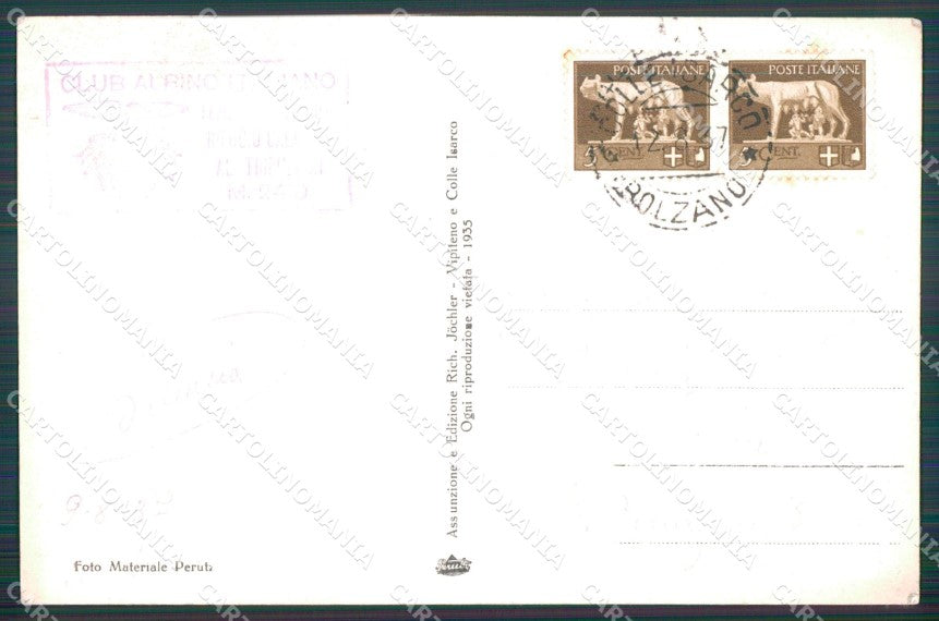 Bolzano Colle Isarco Rifugio Tribulaun Cai Foto cartolina MT1304 – retro