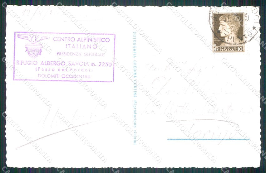 Trento Passo Pordoi Cima di Alberghi Savoia e Maria Cai Foto cartolina MT1306 – retro