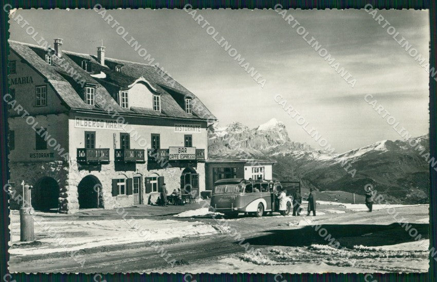 Trento Passo Pordoi Albergo Maria Nevicata Corriera Foto cartolina MT1340 – fronte