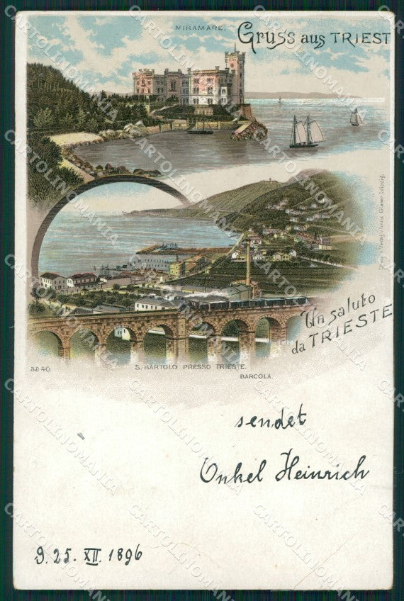 Trieste città RIPARATA Gruss cartolina MT1341 – fronte