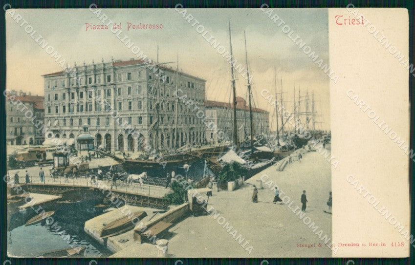 Trieste città Piazza Ponterosso Barche cartolina MT1348 – fronte