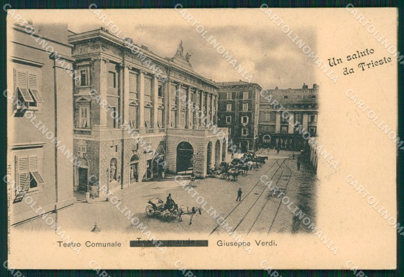 Trieste città Teatro Giuseppe Verdi Carrozze cartolina MT1350 – fronte