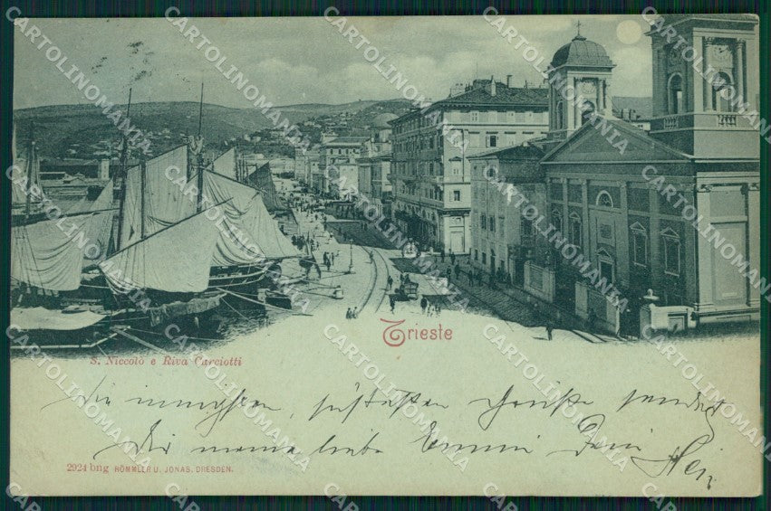 Trieste città Riva Carciotti Barche cartolina MT1352 – fronte