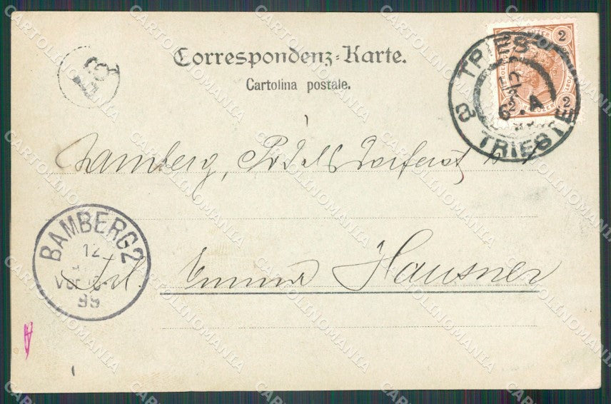 Trieste città Riva Carciotti Barche cartolina MT1352 – retro