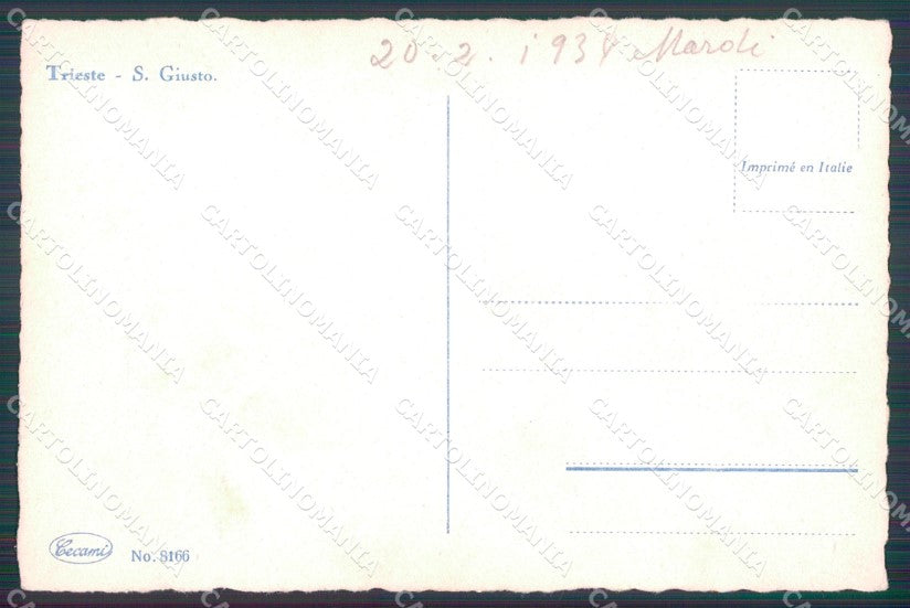 Trieste città San Giusto cartolina MT1375 – retro