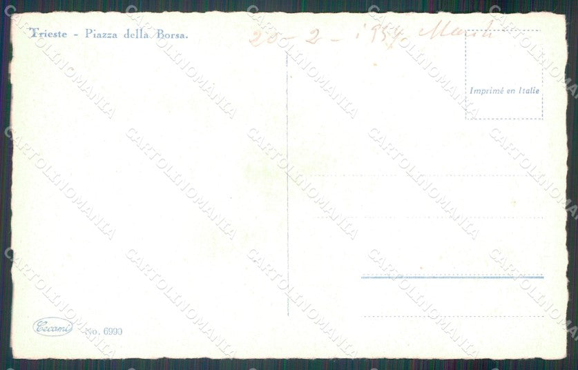 Trieste città Piazza della Borsa Auto cartolina MT1376 – retro