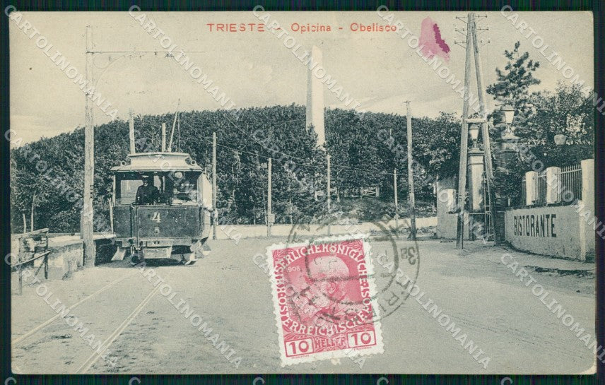 Trieste Opicina Obelisco Tram cartolina MT1385 – fronte