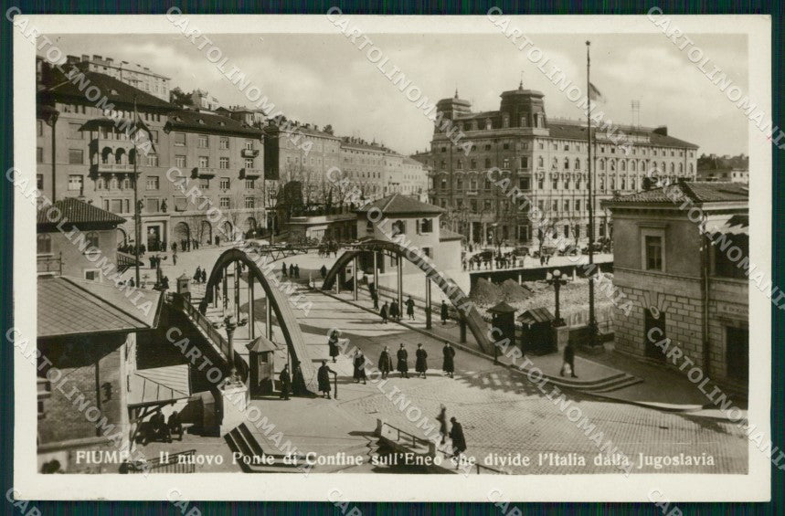 Croazia Fiume Ponte di Confine sull'Eneo Foto cartolina MT1427 – fronte