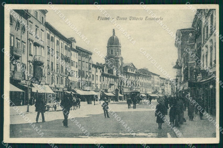 Croazia Fiume Corso Vittorio Emanuele PIEGHINE cartolina MT1435 – fronte