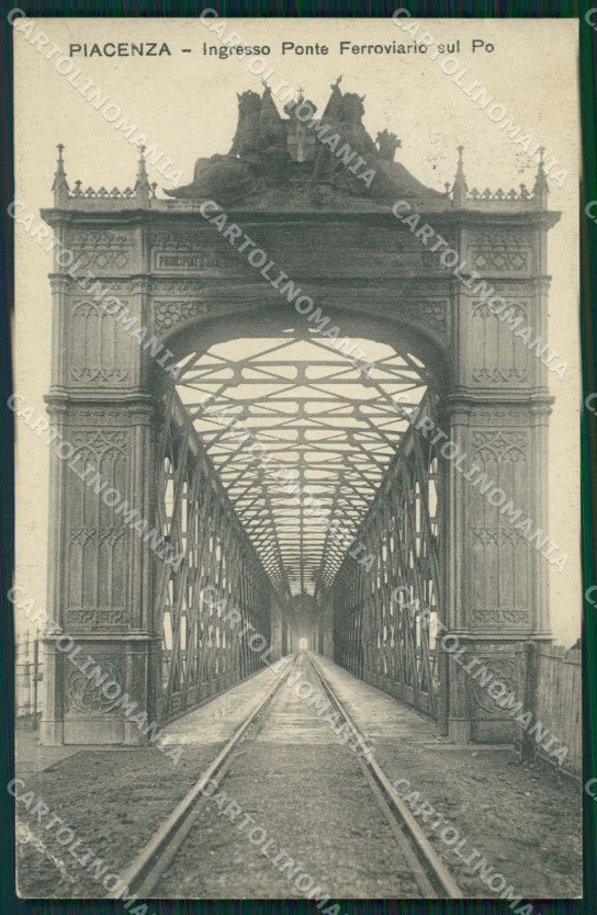 Piacenza città Ponte Ferroviario sul Po PIEGA cartolina MT1469 – fronte
