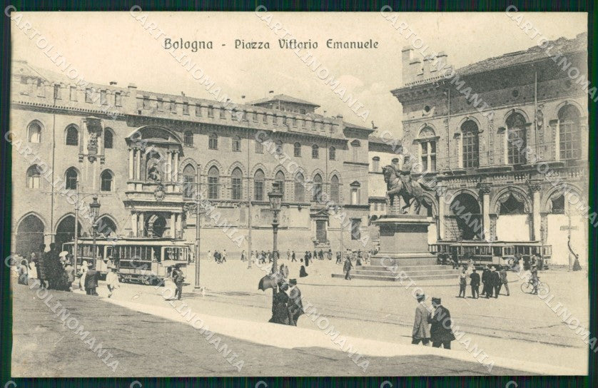 Bologna città Piazza Vittorio Emanuele Tram cartolina MT1510 – fronte