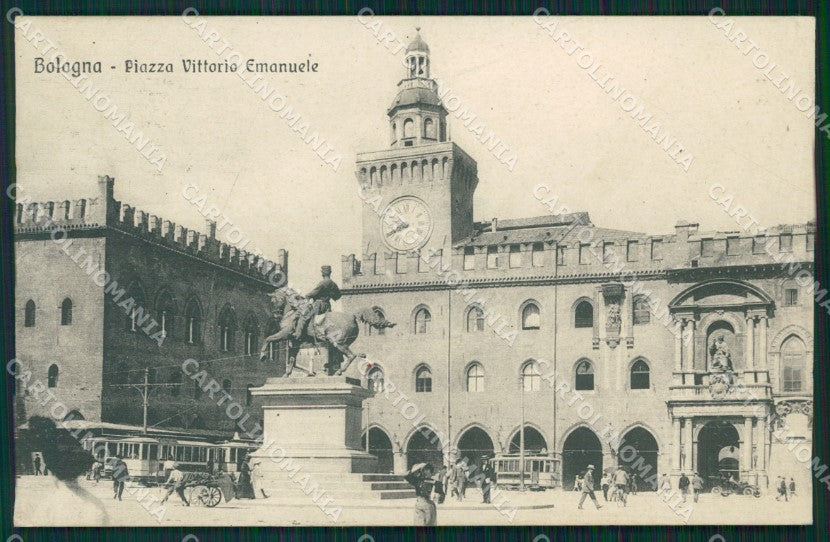 Bologna città Piazza Vittorio Emanuele Tram cartolina MT1511 – fronte